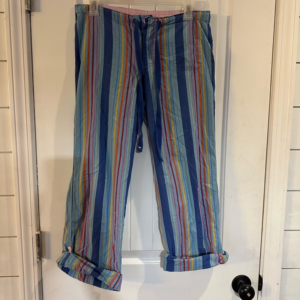 Victoria's Secret Women's Pink Striped Pajama Lounge Pants XS Cotton Blend Cuffs